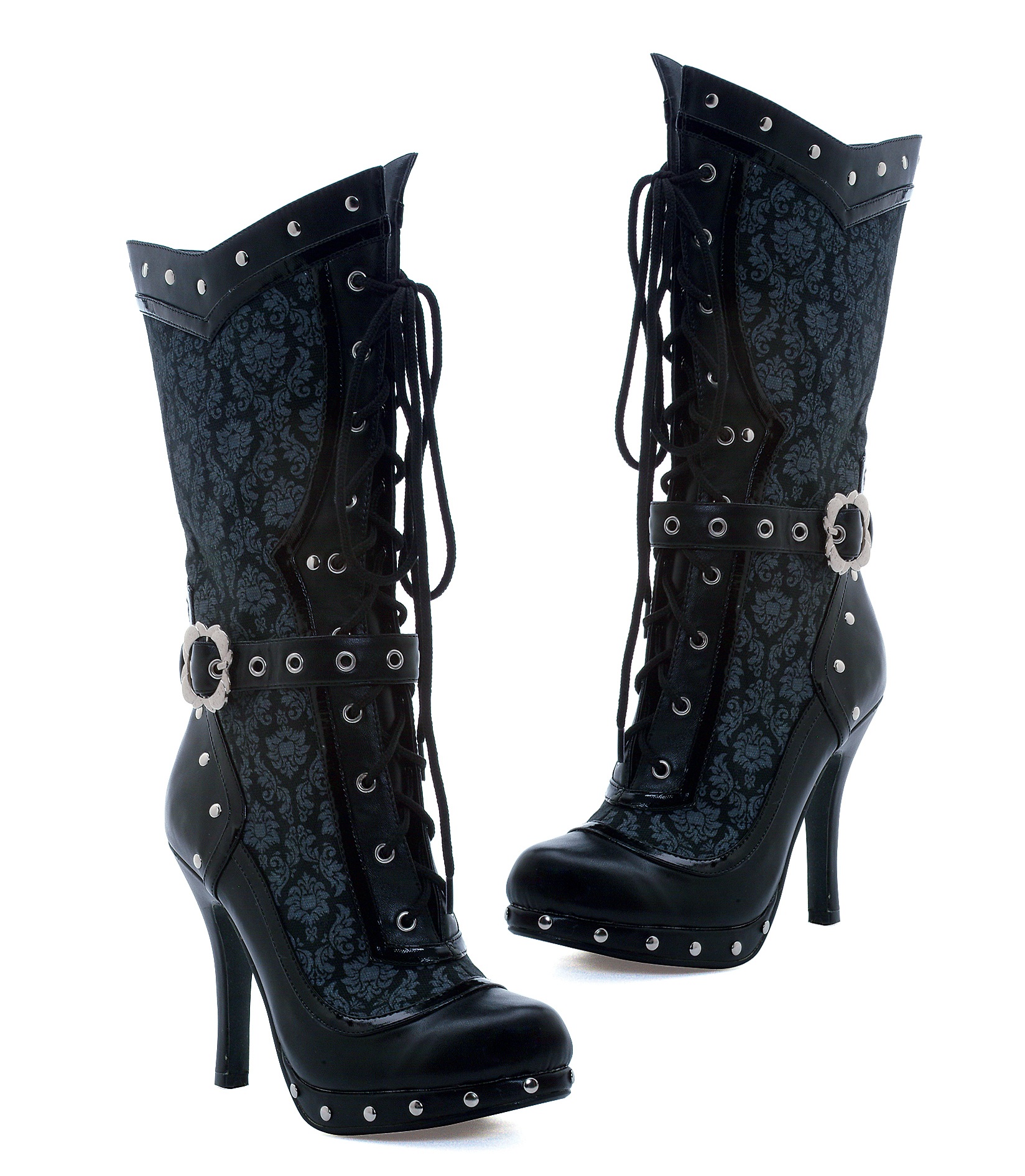 Beth - 4.5 Inch Calf Boots with Studs and Buckles